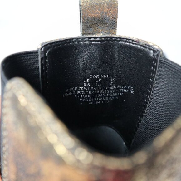 LAUREN RALPH LAUREN Gold Distressed Lug Sole Goring Corinne  Block Heel Booties - Picture 10 of 12